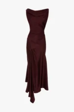 Posy Midi Dress in Burgundy - Image 2