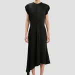 Twist Shoulder Dress In Black