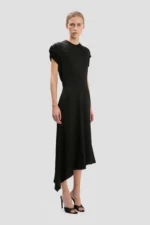 Twist Shoulder Dress In Black - Image 4