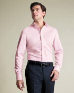 Non-Iron Stretch Greenwich Weave Stripe Shirt - Pink - Image 2