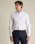 Non-Iron Stretch Greenwich Weave Shirt – White - Image 2