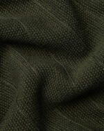 Cotton Stripe Textured Knitted Polo - Olive Green - Image 3